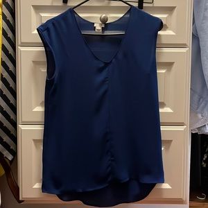 Blue jcrew cap sleeve blouse